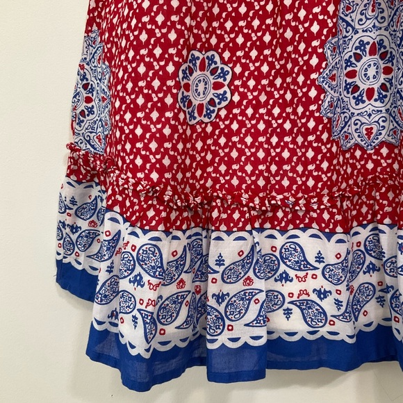 Old Navy Skirt Womens Small Red Blue Paisley Flowy Cotton Smocked Elastic waist - Picture 10 of 10